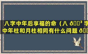 八字中年后享福的命（八 🌳 字中年柱和月柱相同有什么问题 🌲 ）